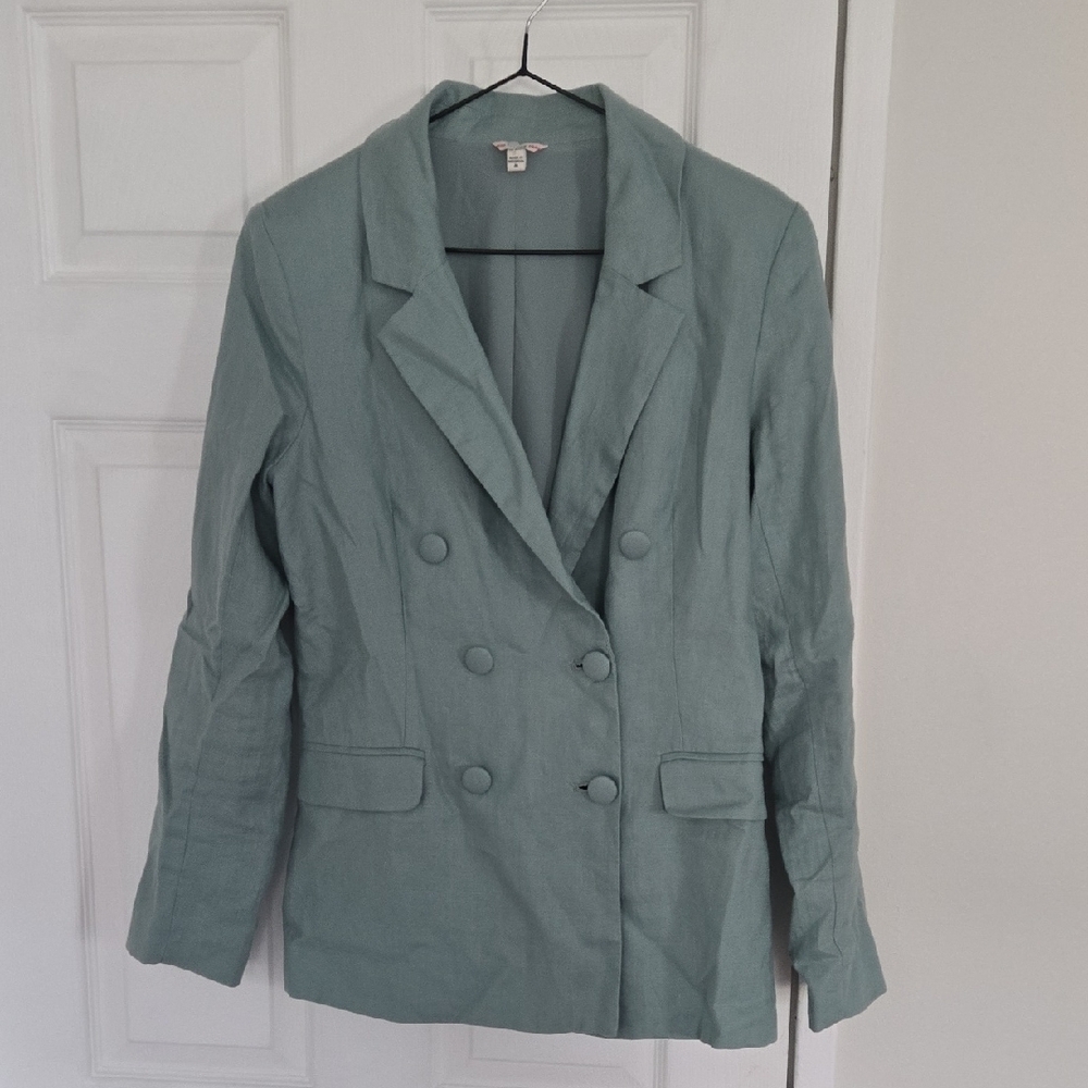 NWOT Guess Ryann Linen Double Breasted Blazer Sz M
